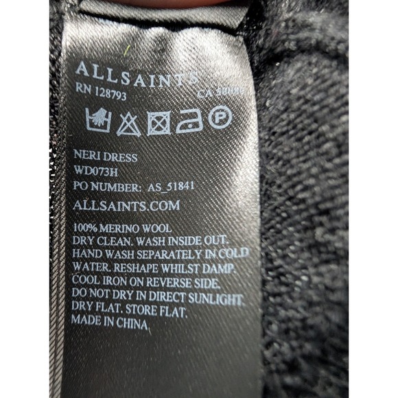 AllSaints Neri Twist Cold Shoulder Sweater Dress Black 100% Merino Wool - Small - Picture 7 of 7